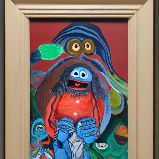 Image similar to a painting jim henson did when he was deeply schizophrenic