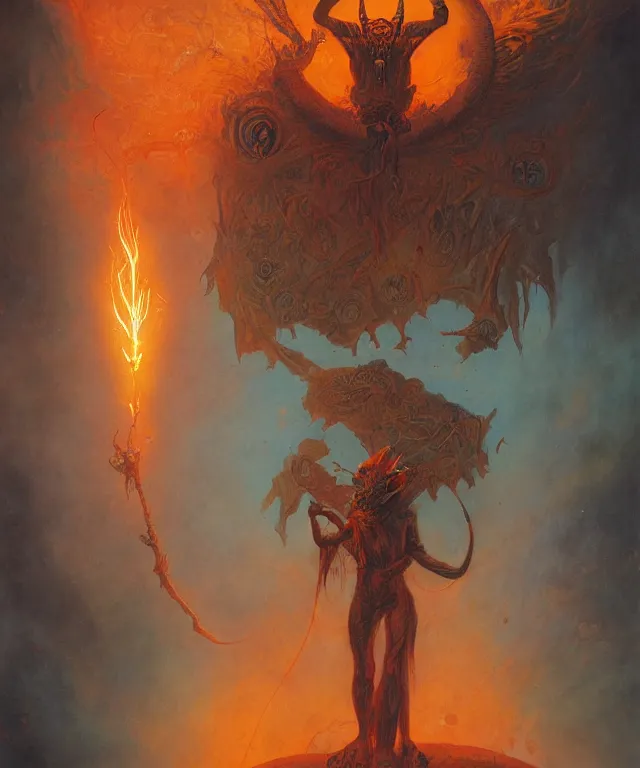 Image similar to horus, glowing fiery background, in the style of peter mohrbacher, wayne barlowe, gustav moreau, bussiere, roberto ferri, santiago caruso, luis ricardo falero, austin osman spare, colorful