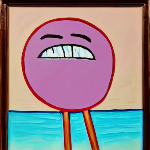 Prompt: a painting of bubblegum at the beach in the style of picasso
