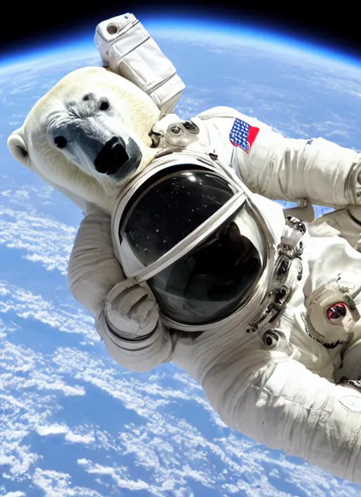 Image similar to a polar bear astronaut