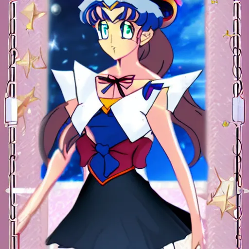 Prompt: a fusion between sailor moon and jeanne dark