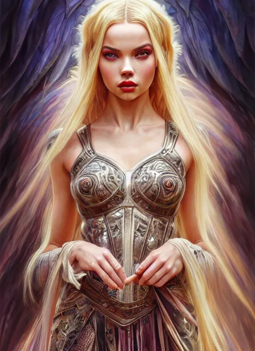 Image similar to ultra realistic illustration, a stunningly beautiful greek gothic goddess of chaos played by jordyn jones and dove cameron and margot robbie and taylor swift and megan fox, adriana lima, intricate, elegant, highly detailed, digital painting, artstation, concept art, smooth, sharp focus, illustration, art by artgerm and greg rutkowski and alphonse mucha