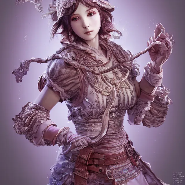 Image similar to the portrait of neutral good colorful female cleric bard as absurdly beautiful, gorgeous, elegant, skinny young gravure idol, an ultrafine hyperdetailed illustration by kim jung gi, irakli nadar, intricate linework, sharp focus, bright colors, octopath traveler, final fantasy, unreal engine 5 highly rendered, global illumination, radiant light, detailed and intricate environment