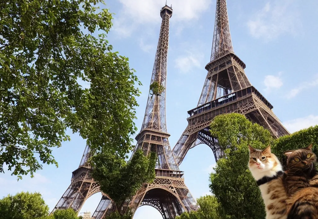 Image similar to the eiffel tower made out of cats