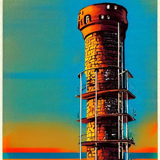 Image similar to the watchtower, stencil art, modern, gradients