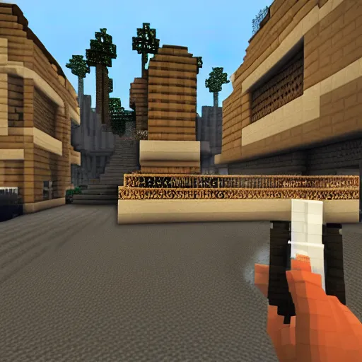 Image similar to GTA 5 in Minecraft, in American Psycho