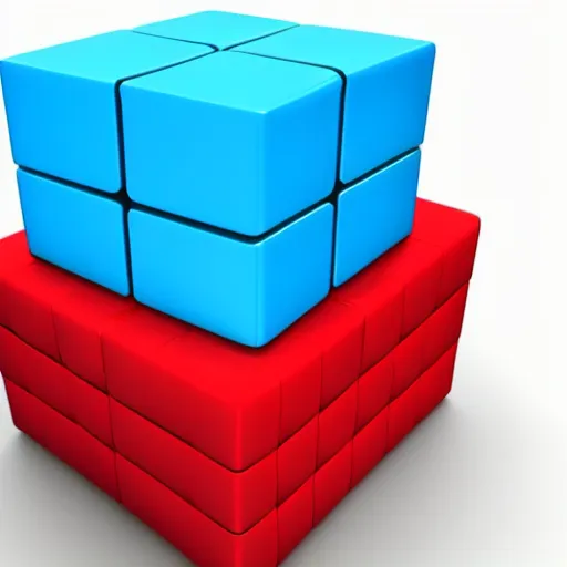 Image similar to a blue cube on top of a red cube on top of a green cube