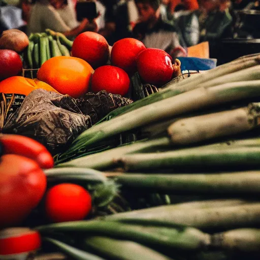 Prompt: the greatest matador to ever live at a fruit and vegetable market, cinematic quality, high octane, splash art, movie still, cinematic lighting, ray tracing, detailed face, octane render, long lens, shallow depth of field, bokeh, anamorphic lens flare, 8 k, hyper detailed, 3 5 mm film grain