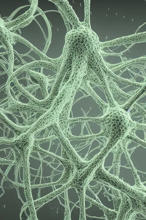 Prompt: realistic image with precise details of microscopic shoggoth nanomachines in a fractal neuronal mycelial network, unreal engine cinema 4 d photorealism volumetric lighting
