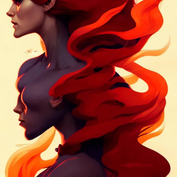 Image similar to style artgerm, joshua middleton, peter mohrbacher, beautiful kristen bell with dark red dress, very long orange hair, symmetrical face, symmetrical eyes, fire powers fire swirling, detailed, volcano setting, cinematic lighting