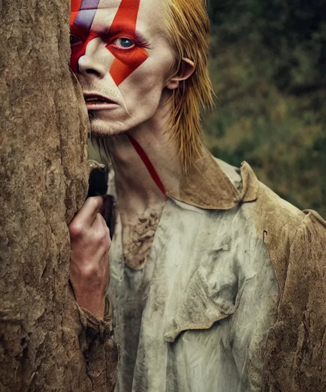 Image similar to a color photograph of david bowie, by kyle thompson, intense, bold, exaggerated, overblown, hyperrealistic, ultra sharp, extra details, ultra high quality, trending on pinteresst