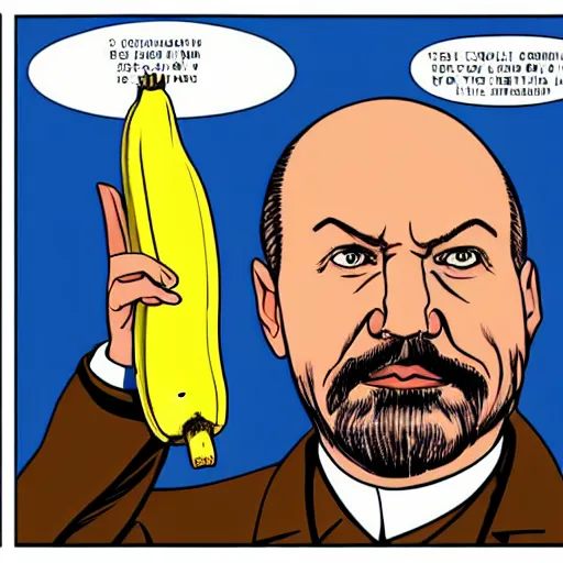 Prompt: lenin eats a banana