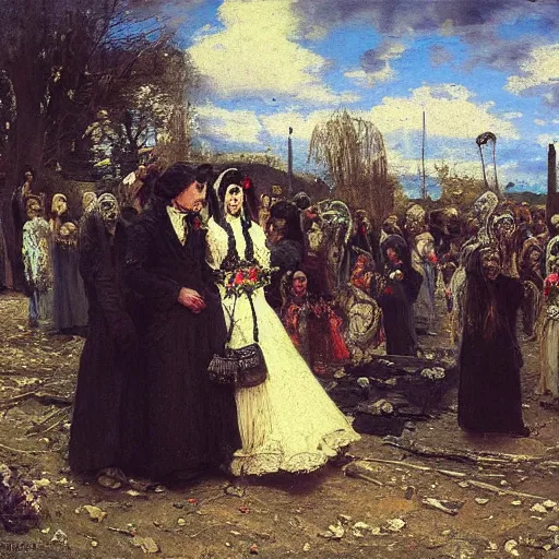 Image similar to wedding of the dead by vasily grigoryevich perov