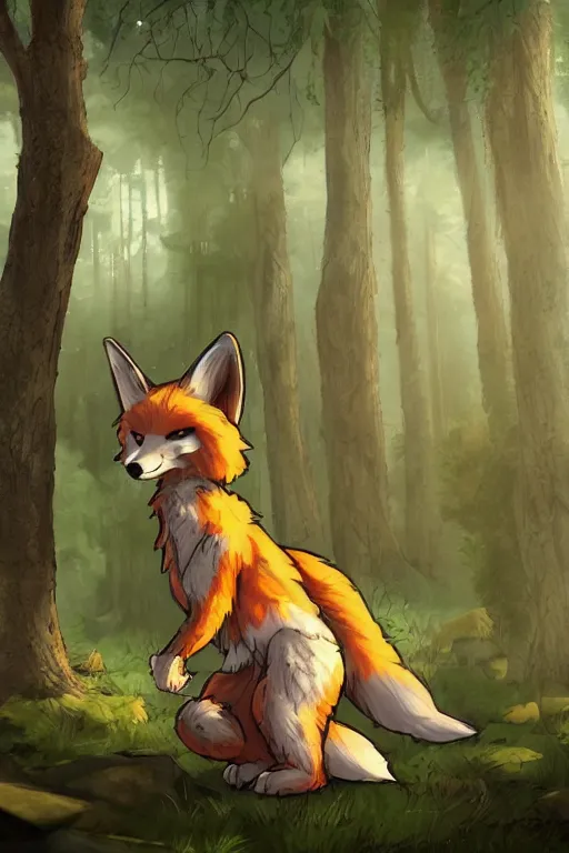 Prompt: a medieval fox furry fursona with a fluffy tail in a forest, backlighting, cgi, rendered in unreal engine, trending on artstation, cartoon, trending on furaffinity