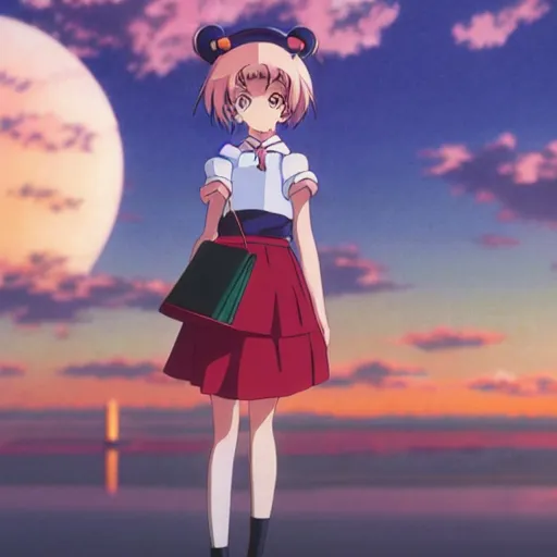 Prompt: anime fine details portrait of joyful school girl Sailor Moon in front of post soviet city landscape on the background, deep bokeh, close-up, anime masterpiece by Studio Ghibli. 8k, sharp high quality classic anime from 2000 in style of Hayao Miyazaki