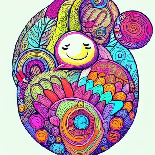 Image similar to colorful kerby rosanes style art, doodle, colorful doodles, artstation, dribbble, pinterest, very detailed, high resolution, white background