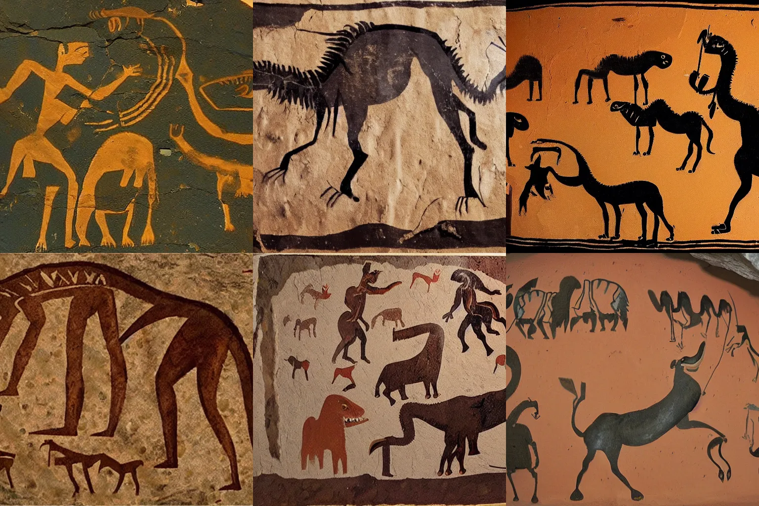 Prompt: wall street cave painting prehistoric
