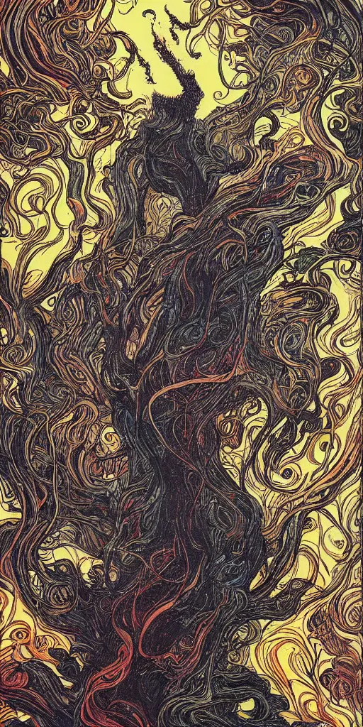 Image similar to erupting patterns of my mind swirling into the void, neon noir by rebecca guay