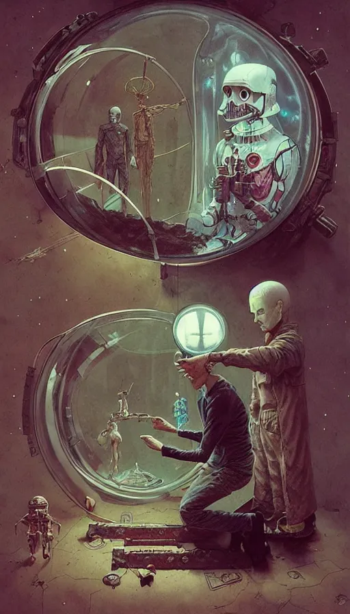 Image similar to single - use time - travel simulation capsule by chiara bautista, beksinski and norman rockwell and greg rutkowski weta studio, and lucasfilm