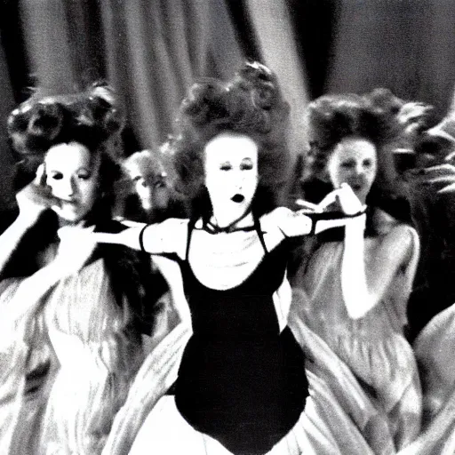 Image similar to suspiria room dancing girls theater, 8 mm