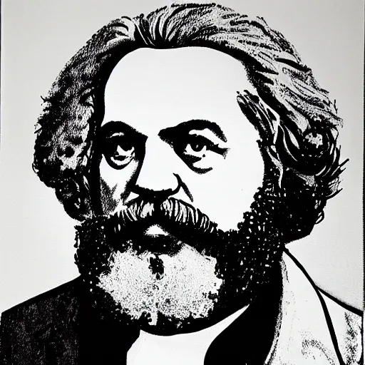 Image similar to portrait of karl marx by david hockney