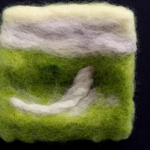 Image similar to a needle felting of a tornado coming towards a corn field