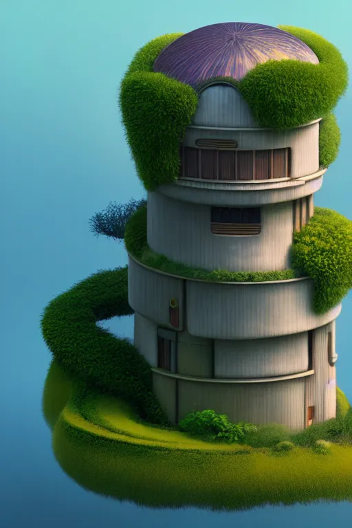 Image similar to cylindrical house, solarpunk, studio ghibli, jean - baptiste monge, octane render, 4 k