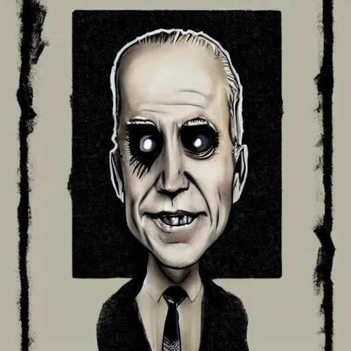 Image similar to grunge drawing of how biden in the style of corpse bride