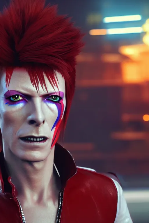 Prompt: screenshot of david bowie as ziggy stardust in final fantasy 15, high resolution, hd, 4k