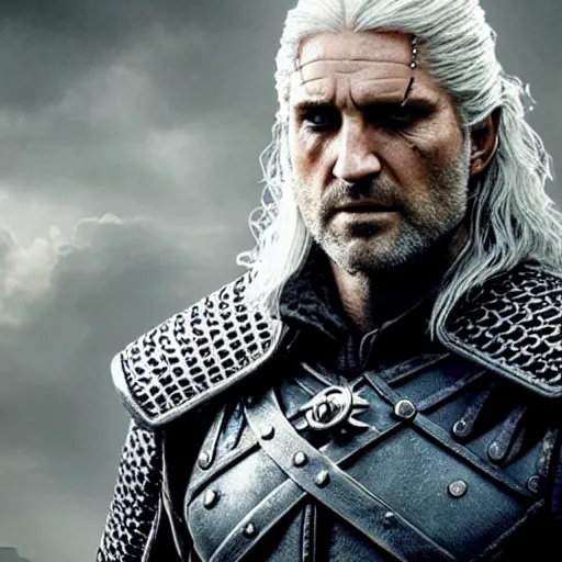 Image similar to gerard butler as geralt of rivia