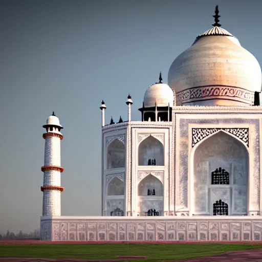 Image similar to a realistic photo of taj mahal after the end of the world, octane render,