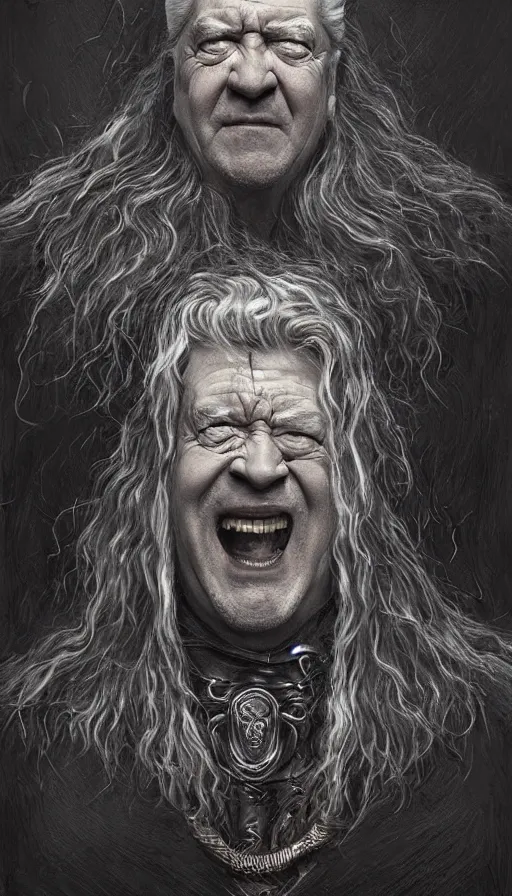 Image similar to david lynch as crazy inentor, lord of the rings, fame of thrones, warhammer, fibonacci, sweat drops, intricate fashion clothing, insane, intricate, highly detailed, surrealistic, digital painting, artstation, concept art, smooth, sharp focus, illustration, unreal engine 5, 8 k, art by artgerm and greg rutkowski and alphonse mucha