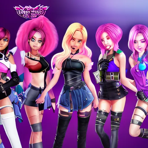 Prompt: black pink girl band as mobile legends heroes, character design, 8 k, high definition, highly detailed, photo - realistic