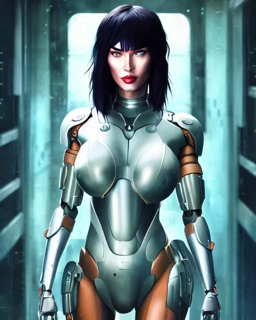 Prompt: weta disney movie still portrait photo of megan fox as the major ghost in the shell as cyborg woman by pixar, by weta, wlop, ilya kuvshinov, rossdraws, artgerm, maxim cover, latex, sweaty, iridescent, bright morning, anime, liosh, mucha