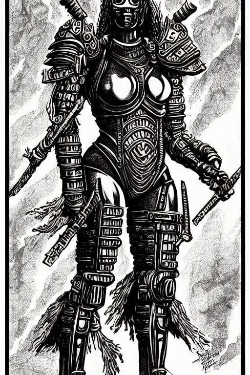 Image similar to warforged beyonce, as a d & d monster, full body, pen - and - ink illustration, etching, by russ nicholson, david a trampier, larry elmore, 1 9 8 1, hq scan, intricate details, inside stylized border