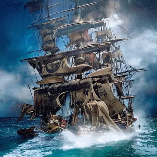 Image similar to real-life one piece, a still of Pirates of the Caribbean