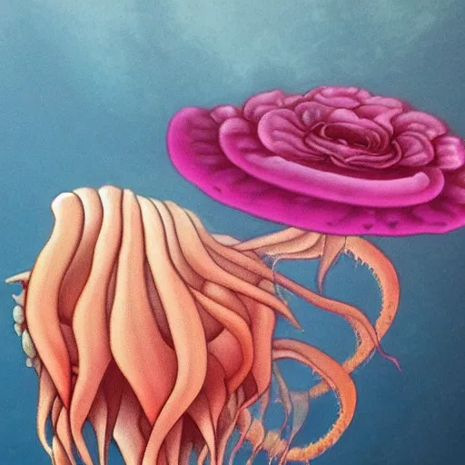 Image similar to rose and jellyfish hybrid