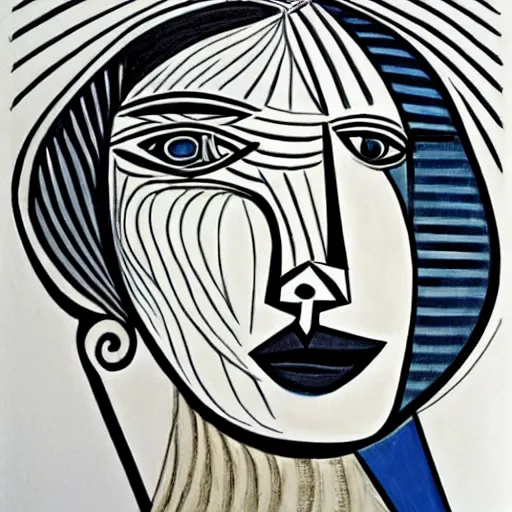 Prompt: best of picasso curved contemporary lineart portraits, cubism, etsy lineart, framed