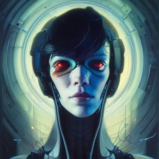 Image similar to apocaliptic cyberpunk portrait by gaston bussierre and charles vess and james jean and erik jones and rhads, inspired by ghost in the shell, beautiful fine face features, intricate high details, sharp, ultradetailed