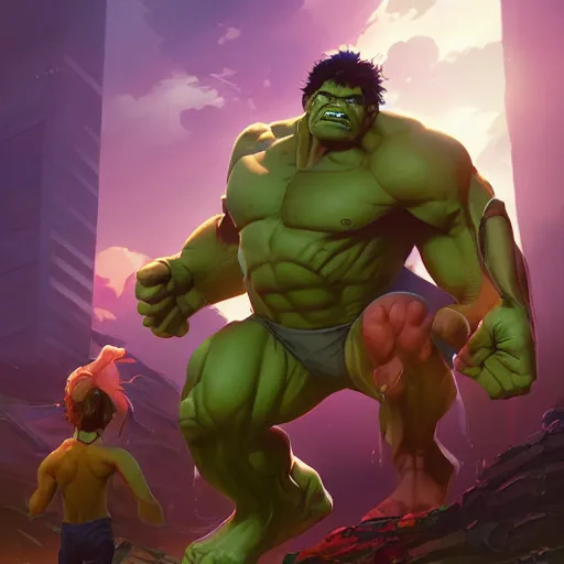 Prompt: hero world the hulk, behance hd by jesper ejsing, by rhads, makoto shinkai and lois van baarle, ilya kuvshinov, rossdraws global illumination