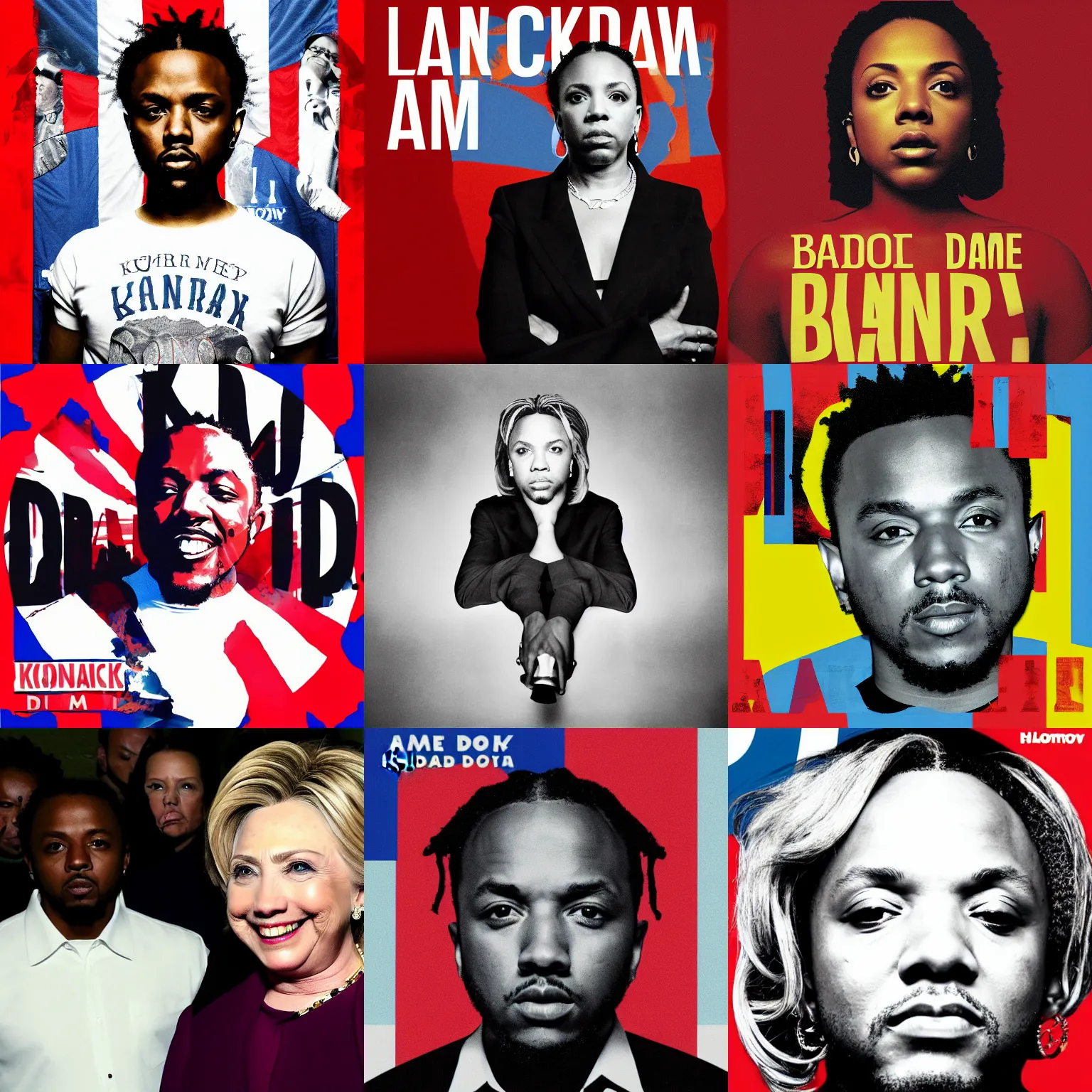 Prompt: kendrick lamar damn album cover featuring hillary clinton, high quality, detailed