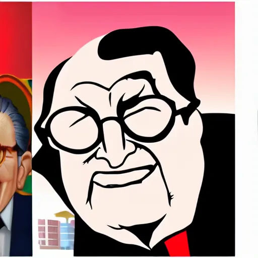 Image similar to henry kissinger and richard nixon as cartoon characters, tv frame, screenshot, trending on reddit,