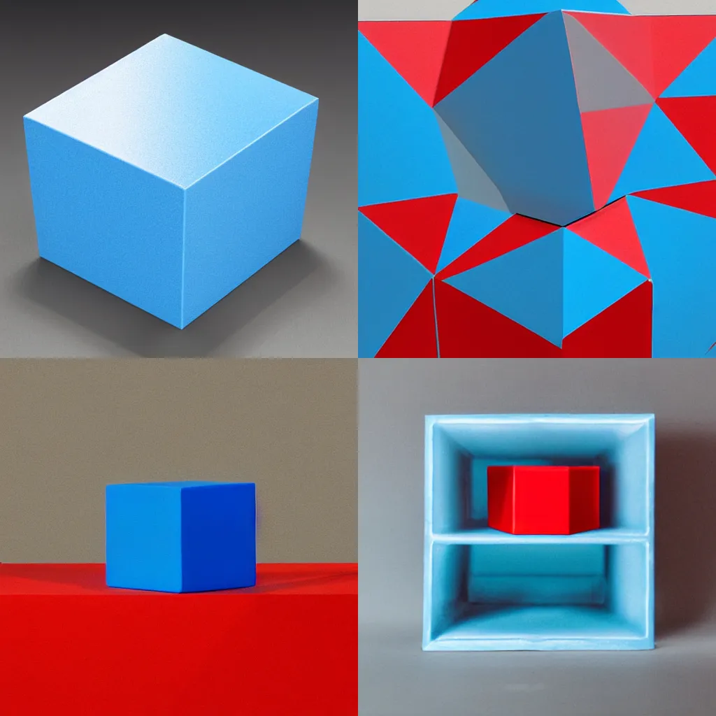 Prompt: a blue cube on a red cube