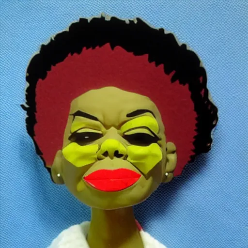 Image similar to maya angelou inventing calculus, stop motion vinyl action figure, plastic, toy, butcher billy style