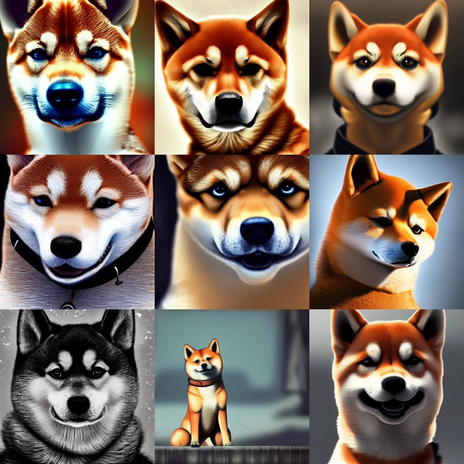 Prompt: a shiba inu,digital art,hyperdetailed,detailed face,cinematic shot,movie shot