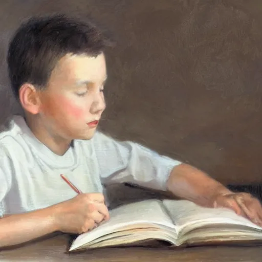 Image similar to a boy studying