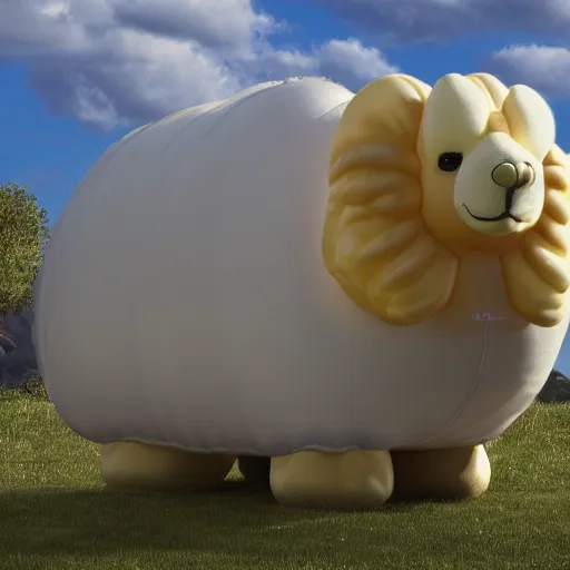 Prompt: inflated grand sheepzilla , hyperrealism, no blur, 4k resolution, ultra detailed-i