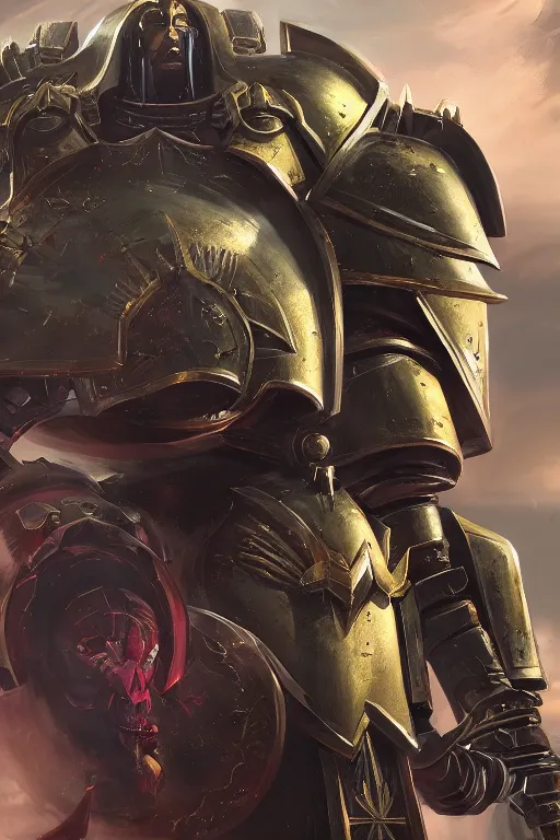 Image similar to armor portrait heros warhammer 4 0 k horus heresy fanart - the primarchs emperor by johannes helgeson animated with vfx concept artist & illustrator global illumination ray tracing hdr fanart arstation zbrush central hardmesh 8 k octane renderer comics stylized