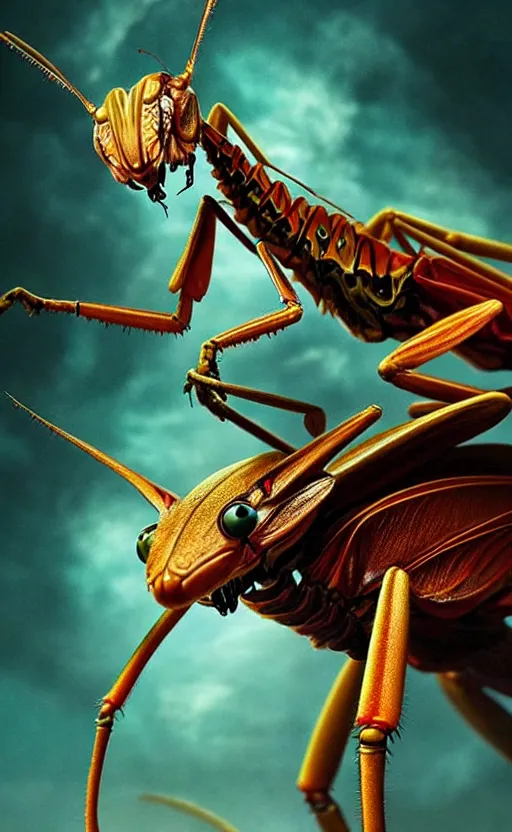 Prompt: exquisite imaginative creature poster art, like a bug, like a mantis, movie art, by lucusfilm, weta studio, 8 k, denoised