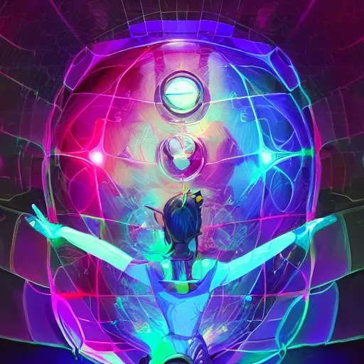 Image similar to skill magic geek inside matrix deepdream radiating a glowing aura stuff loot legends stylized digital illustration video game icon artstation lois van baarle, ilya kuvshinov, rossdraws,